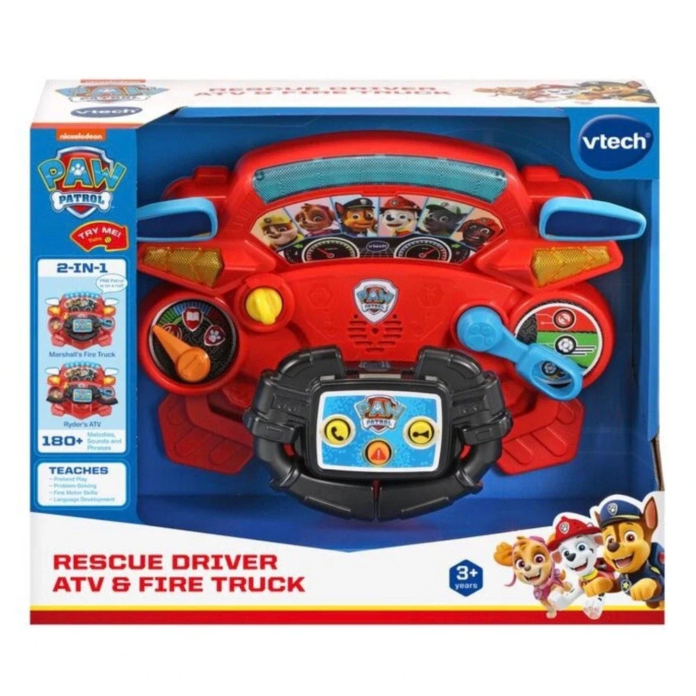 VTech PAW Patrol Rescue Driver Kids OS Red New 2-in-1 ATV Fire Truck Toy